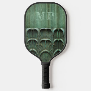 Verdigris Weathered Bronze Look Monogram Pickleball Paddle