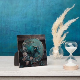 Verdigris Zodiac Taurus Metal Art Plaque