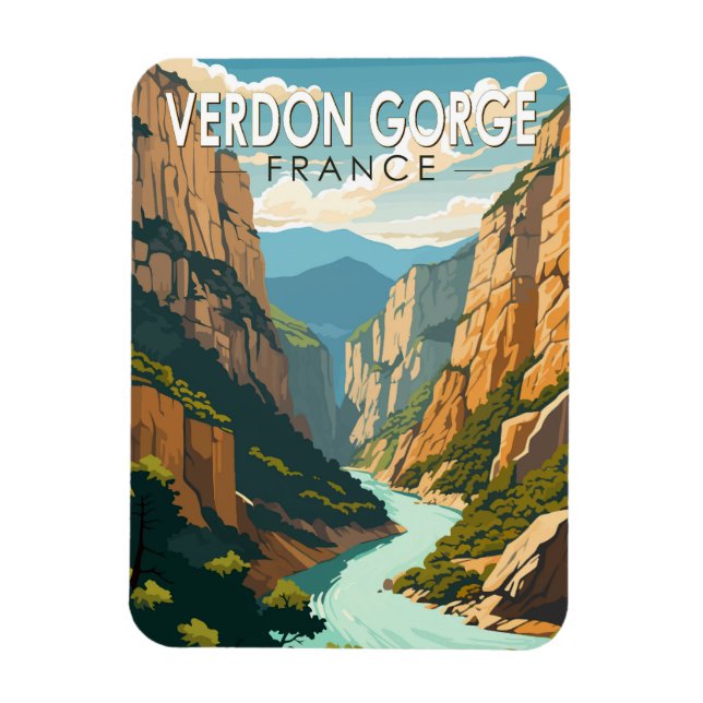 Verdon Gorge France Travel Art Vintage Magnet (Vertical)