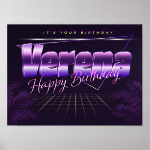 Verena Name Vorname lila retro Poster Geburtstag