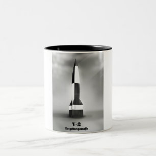 Vergeltungswaffe V2 Rocket B&W vintage style. Two-Tone Coffee Mug