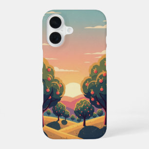 Verger au Coucher de Soleil Rétro iPhone 16 Case