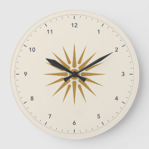 Vergina Sun on Ivory with Clear Hour Numbers Large Clock