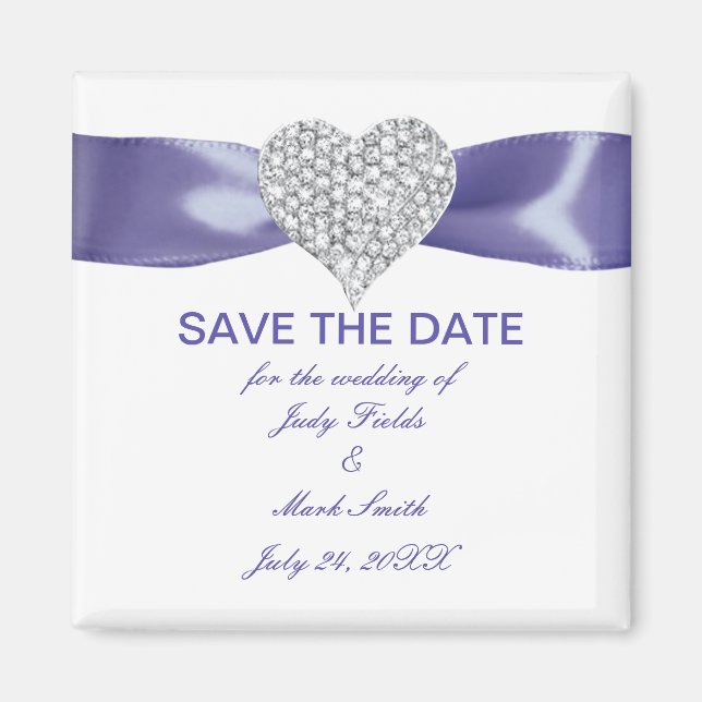 Veri Peri Diamond Heart Save The Date Magnet (Front)