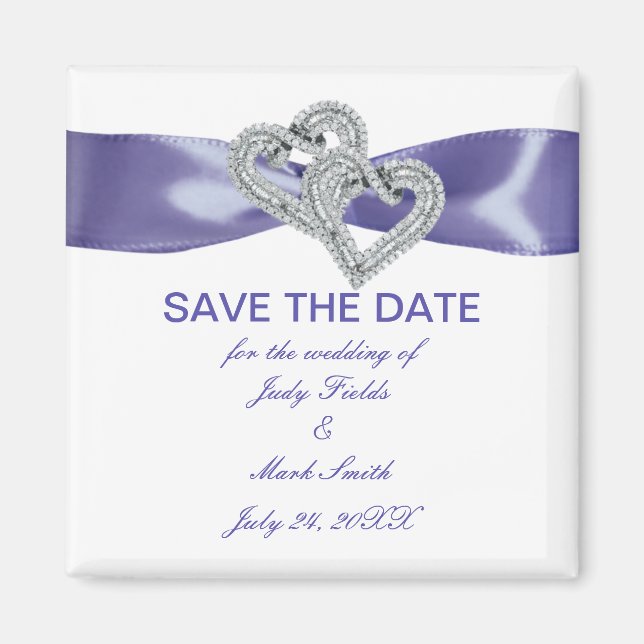 Veri Peri Diamond Hearts Save The Date Magnet (Front)