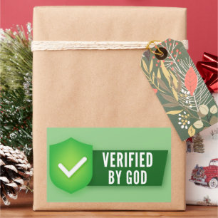 Verified By God Christian Faith Believer Funny Rectangular Sticker