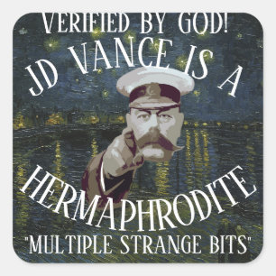 VERIFIED! CONFIRMED! HERMAPHRODITE JD VANCE SQUARE STICKER