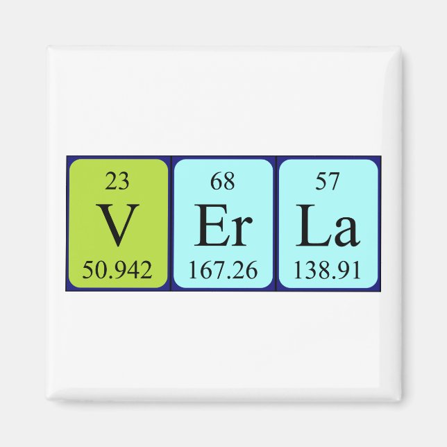 Verla periodic table name magnet (Front)