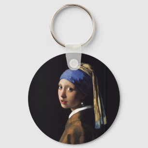 Vermeer Girl Pearl Earring Masterpiece Painting Key Ring