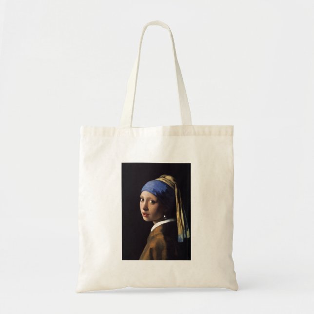 Vermeer Girl Pearl Earring Masterpiece Painting Tote Bag (Front)