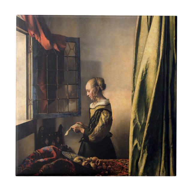 Vermeer - Girl Reading a Letter at an Open Window Ceramic Tile (Front)