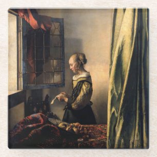 Vermeer - Girl Reading a Letter at an Open Window Glass Coaster