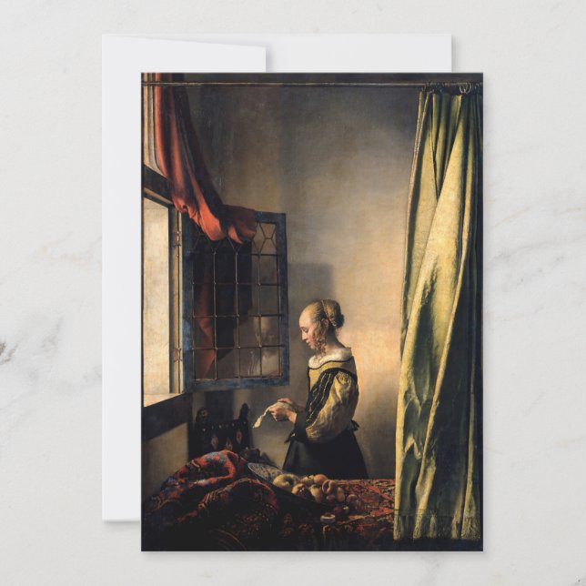 Vermeer - Girl Reading a Letter at an Open Window Invitation (Front)
