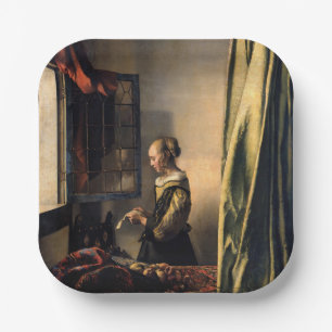 Vermeer - Girl Reading a Letter at an Open Window Paper Plate
