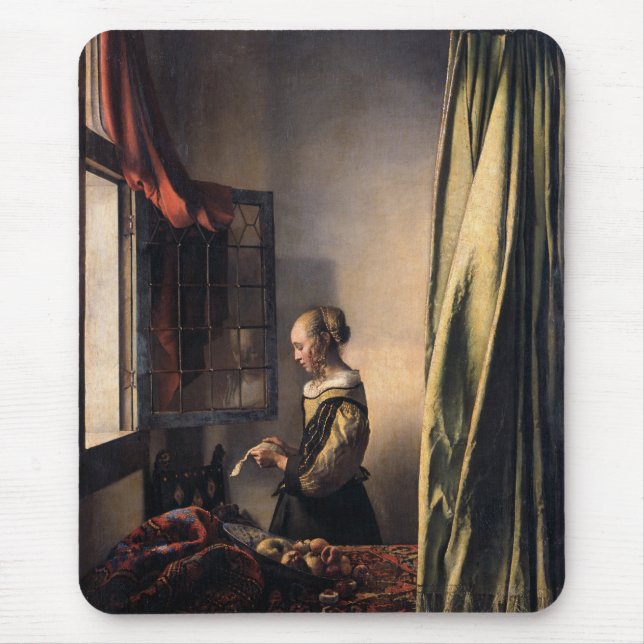 Vermeer Girl Reading Letter at Open Window Mouse Pad (Front)