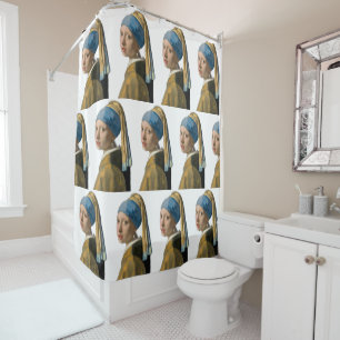 Vermeer - Girl with a Pearl Earring isolated Shower Curtain