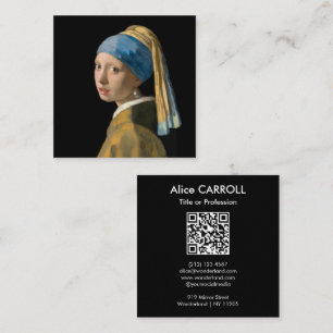 Vermeer - Girl with a Pearl Earring - QR Code Square Business Card