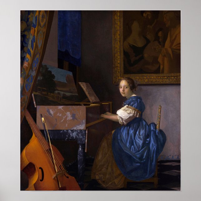 Vermeer - Lady Seated At A Virginal 1675 Poster (Front)