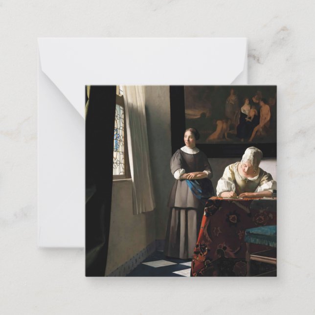 Vermeer - Lady Writing a Letter with her Maid Card (Front)
