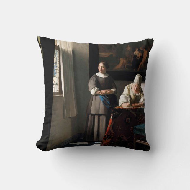 Vermeer - Lady Writing a Letter with her Maid Cushion (Front)