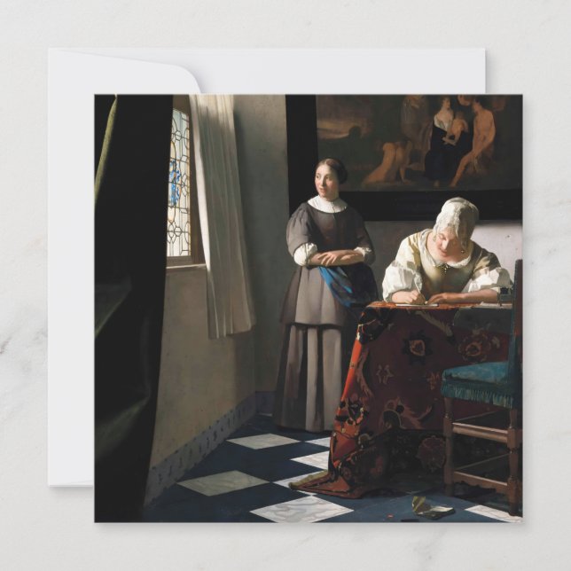 Vermeer - Lady Writing a Letter with her Maid Invitation (Front)