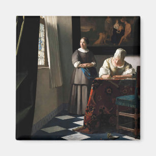 Vermeer - Lady Writing a Letter with her Maid Magnet