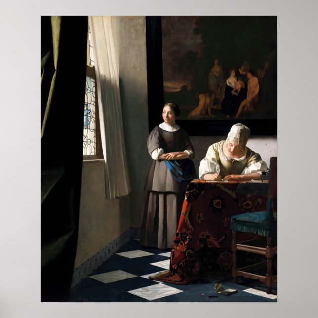 Vermeer - Lady Writing a Letter with her Maid Poster (Front)