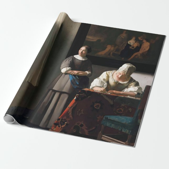 Vermeer - Lady Writing a Letter with her Maid Wrapping Paper (Unrolled)