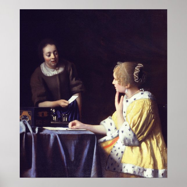 Vermeer - Mistress And Maid Holding A Letter 1668 Poster (Front)
