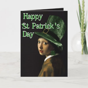 Vermeer Pearl Earring Clover St Patrick's Day Card