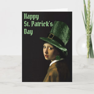 Vermeer Pearl Earring Clover St Patrick's Day Card