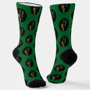 Vermeer Pearl Earring Clover St Patrick's Day Socks