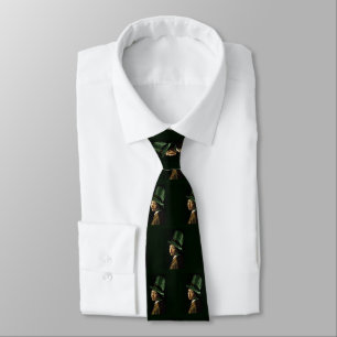 Vermeer Pearl Earring Clover St Patrick's Day Tie