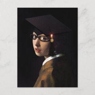 Vermeer Pearl Earring  Graduation Grad Cap Announcement Postcard