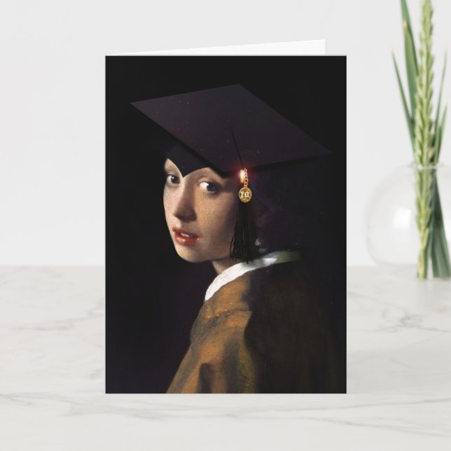 Vermeer Pearl Earring  Graduation Grad Cap Card (Front)