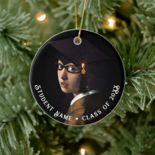 Vermeer Pearl Earring Graduation Grad Cap Ceramic Ornament