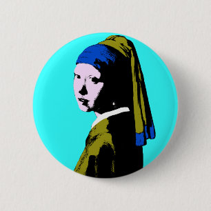 Vermeer Pearl Earring Pop Art 6 Cm Round Badge
