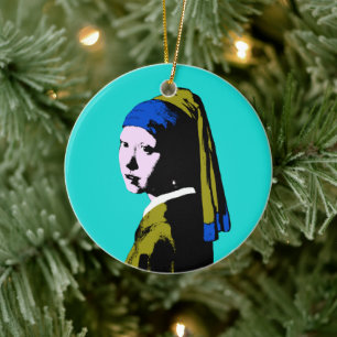 Vermeer Pearl Earring Pop Art Ceramic Ornament