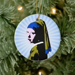Vermeer Pearl Earring Pop Art Ceramic Ornament