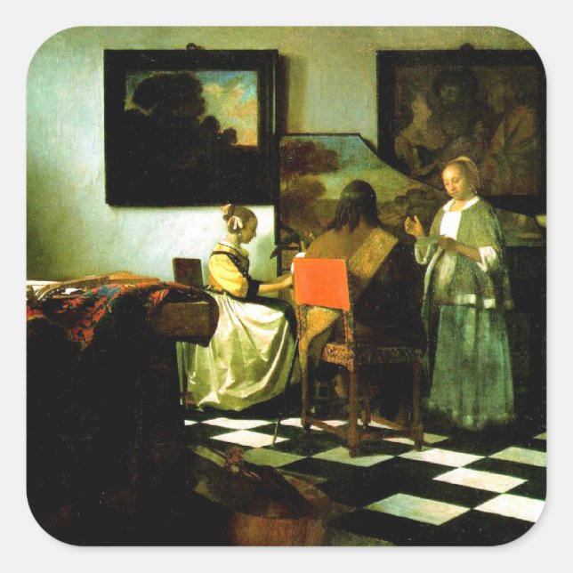 Vermeer: The Concert, Square Sticker (Front)