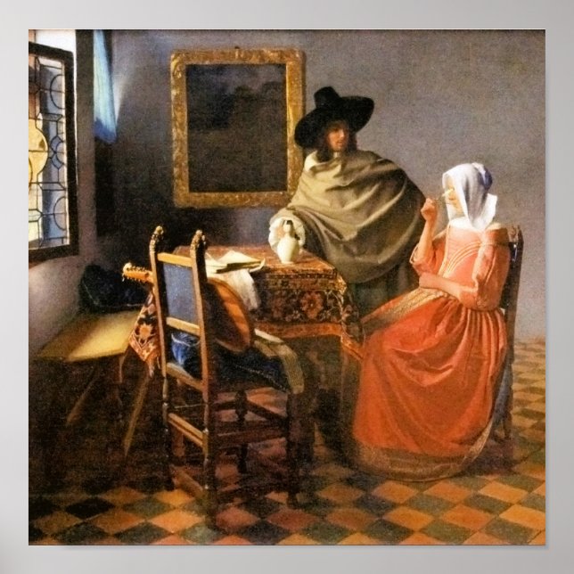 Vermeer - The Glass of Wine,  Poster (Front)