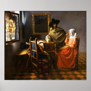 Vermeer The Glass of Wine Poster