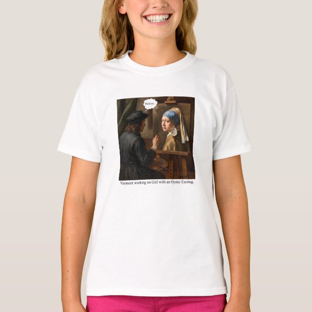 Vermeer working on Girl with Oyster Earring. T-Shirt (Front)