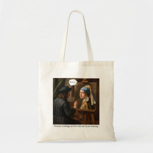 Vermeer working on Girl with Oyster Earring. Tote Bag