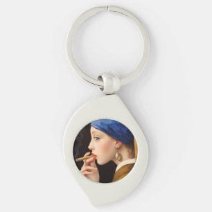 Vermeer's Girl with a Pearl Earring Smoking Key Ring