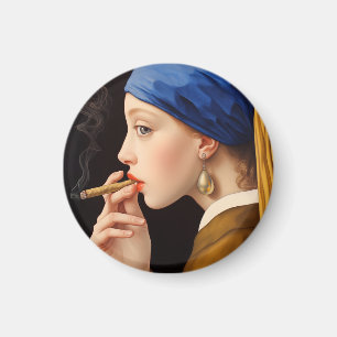 Vermeer's Girl with a Pearl Earring Smoking Magnet
