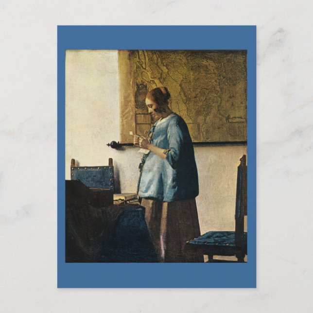 Vermeer's Woman in Blue Reading a Letter ca.1665 Postcard (Front)