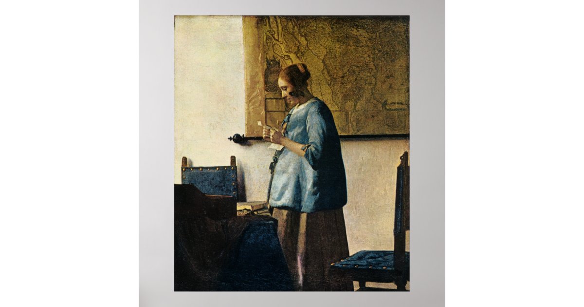 Vermeer's Woman in Blue Reading a Letter ca.1665 Poster Vermeer's Woman in Blue Reading a Letter ca.1665 Poster