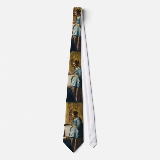 Vermeer's Woman in Blue Reading a Letter ca.1665 Tie (Front)