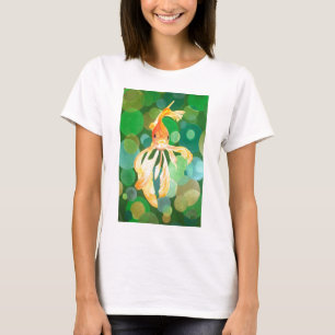 Vermilion Goldfish Swimming In Green Bubbles T-Shirt